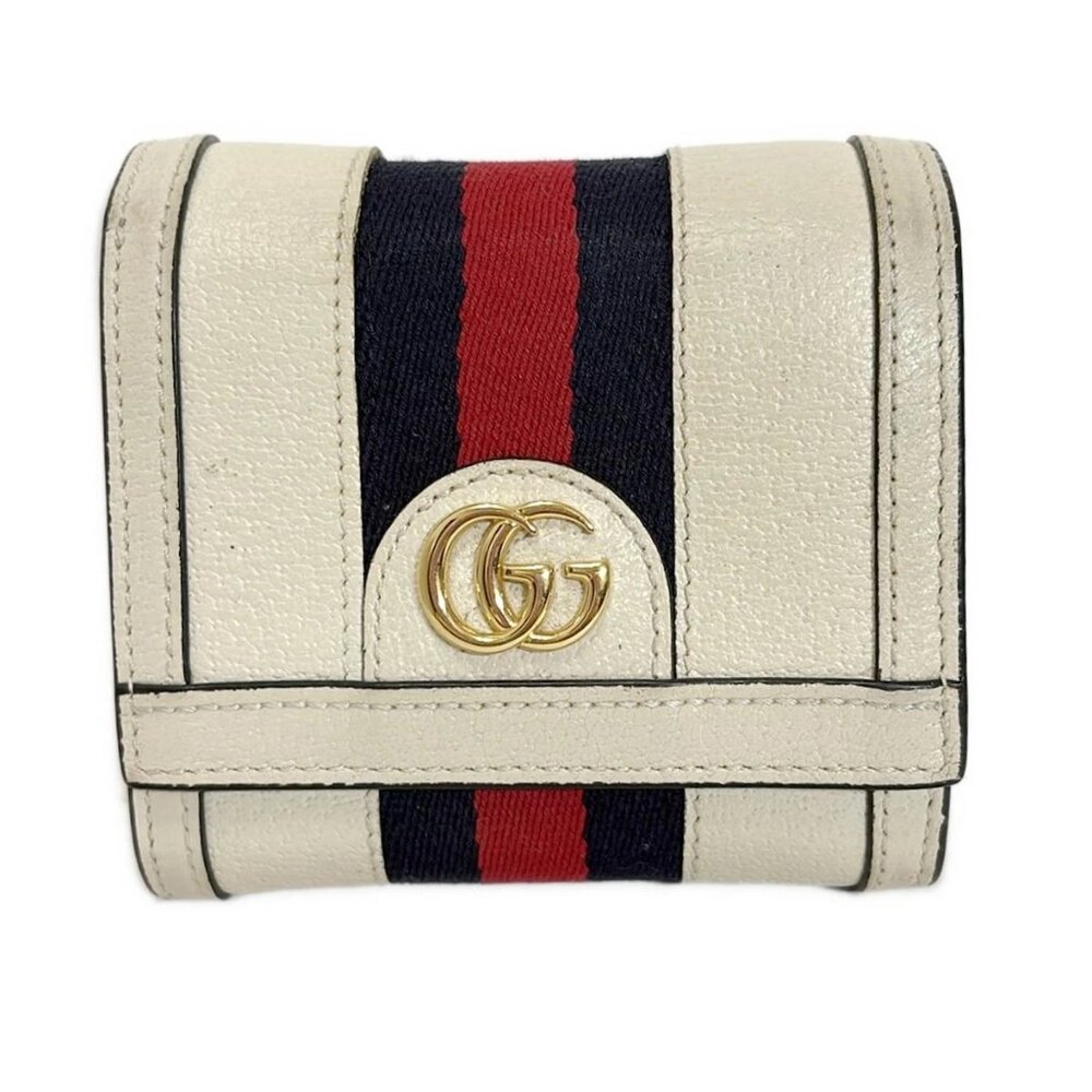 GUCCI Ophidia Cream Dark Navy Red Leather - Bifold Wallet 193-072125